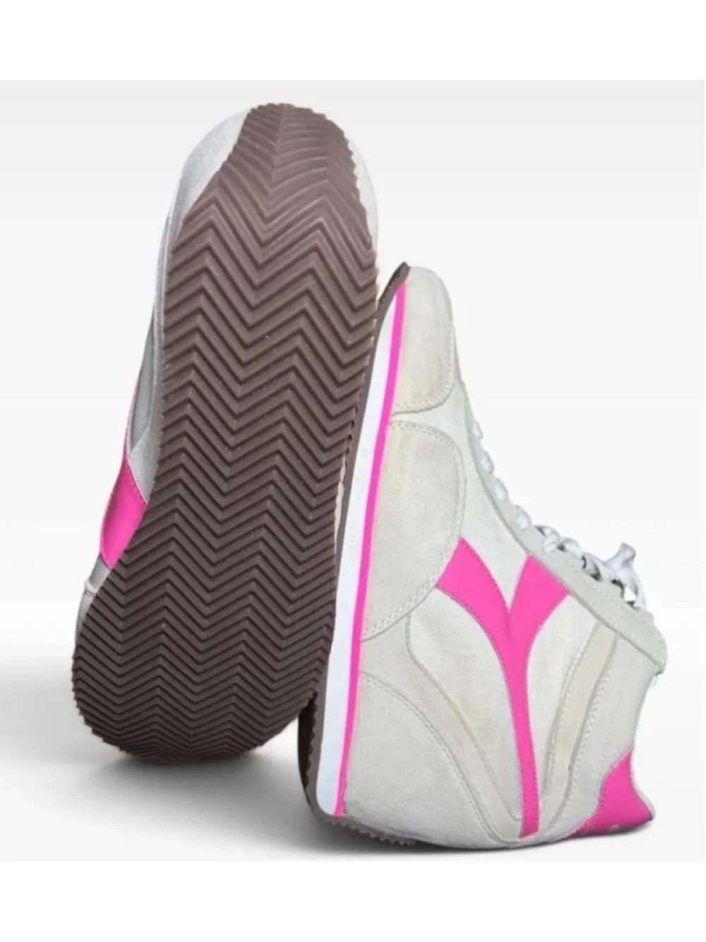Women's Diadora Wedge Retro Sneakers White and Pink Size 7.5